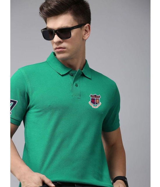 ADORATE Cotton Blend Regular Fit Embroidered Half Sleeves Mens Polo T Shirt - Green ( Pack of 1 ) - None