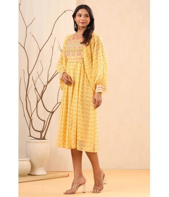 Juniper - Yellow Georgette Womens Fit & Flare Dress ( Pack of 1 ) - None