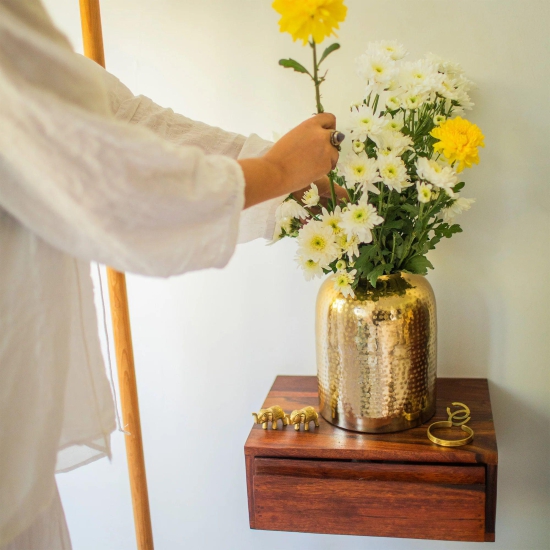 Hammered Metal Jar Vase Large