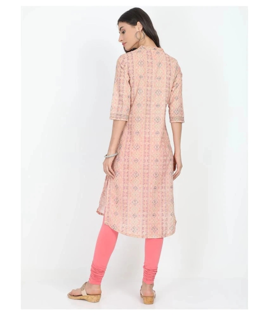 Alena - Orange Cotton Womens Straight Kurti - L