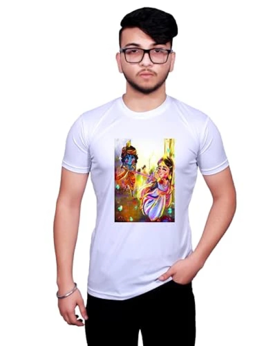 NITYANAND CREATIONS Round Neck White Holi T-Shirt for MEN-HOLI-T-SHIRT-11549-S