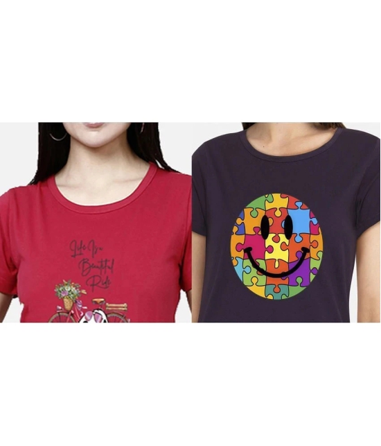 CHOZI - Multi Color Cotton Regular Fit Womens T-Shirt ( Pack of 2 ) - None