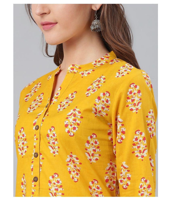 KSUT Yellow Cotton Straight Kurti - M