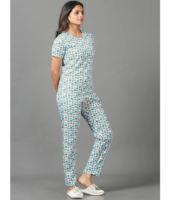 JILZ Turquoise Cotton Womens Nightwear Nightsuit Sets ( Pack of 1 ) - None