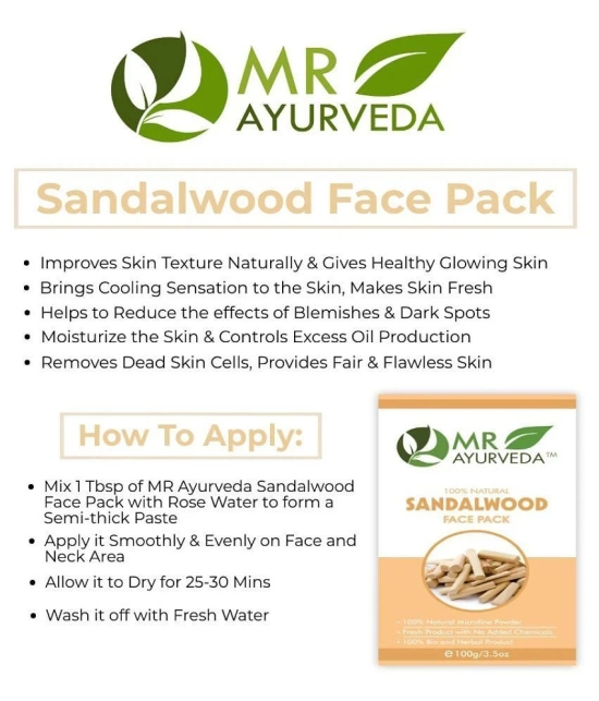 MR Ayurveda Organic Sandalwood Powder and Kaolin Powder Face Pack Masks 200 gm Pack of 2