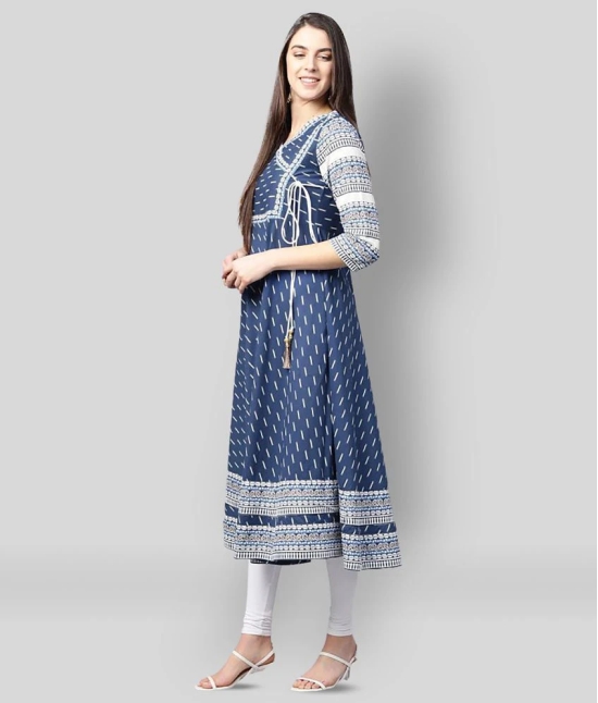 Yash Gallery - Blue Cotton Womens Angrakha Kurti ( Pack of 1 ) - S