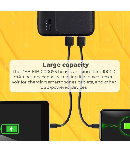 Zebronics 10000 -mAh 10W Li-Polymer Power Bank - Black