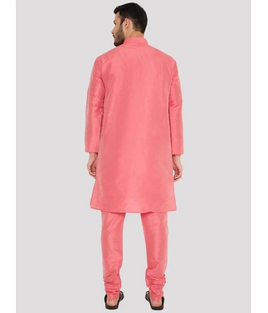 Maharaja - Pink Silk Regular Fit Mens Kurta Pyjama Set ( Pack of 1 ) - None