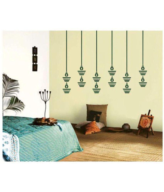 Print Mantras Beautiful Hanging Diyas for Diwali Wall Sticker ( 90 x 110 cms )