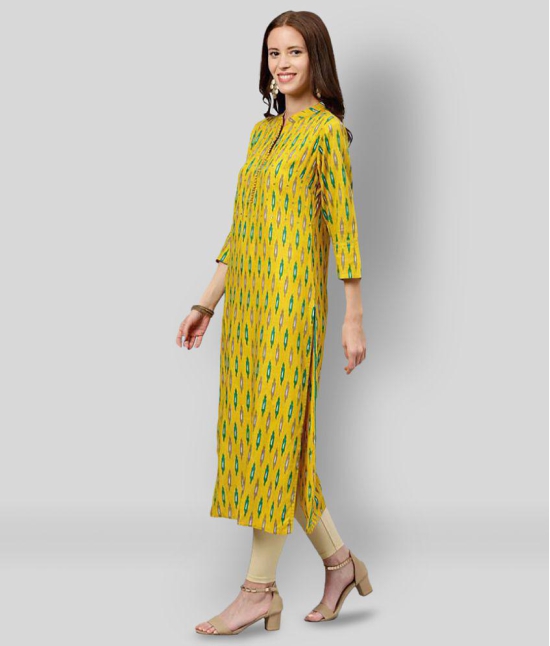 KIPEK - Yellow Rayon Womens Straight Kurti - S