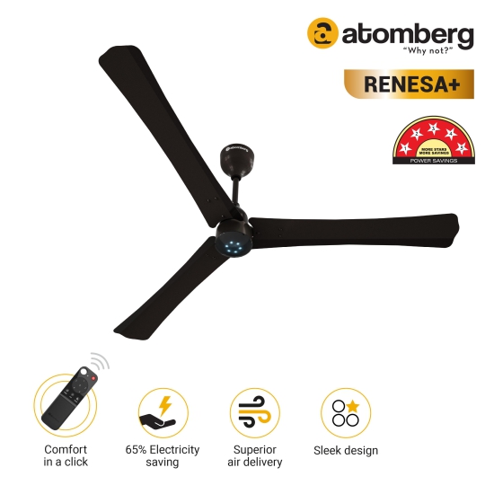 Atomberg Renesa+ 1400mm BLDC motor Energy Saving Anti-Dust Ceiling Fan with Remote Control | Earth Brown