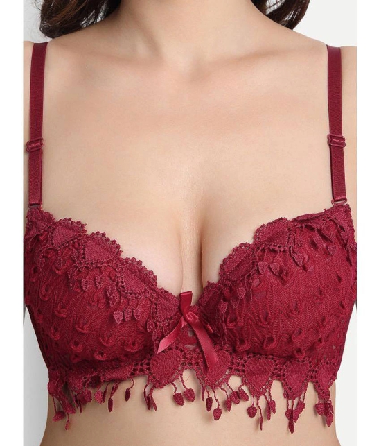 MRS QUEEN - Maroon Cotton Lycra Womens Bra & Panty Set ( Pack of 1 ) - None