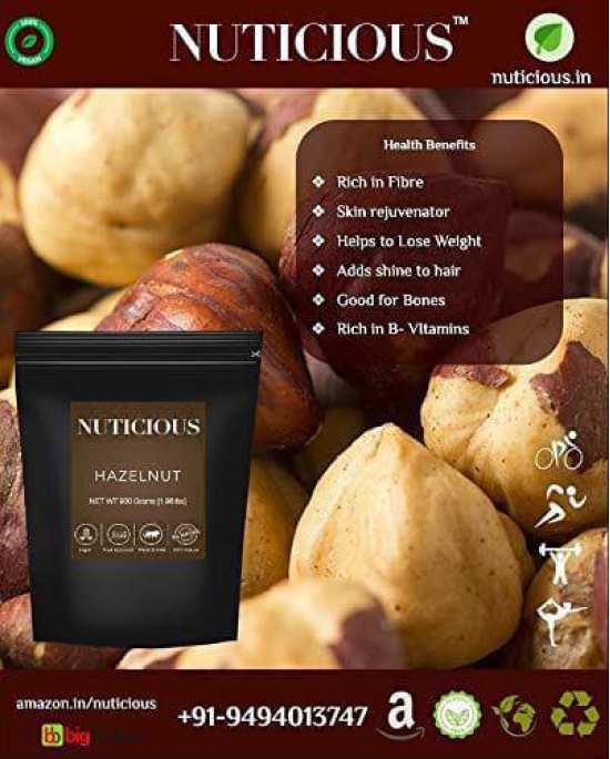 NUTICIOUS Natural Hazelnuts -900 gm