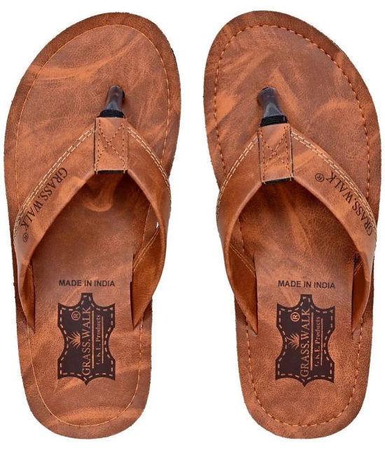 GRASS WALK - Tan Mens Thong Flip Flop - None