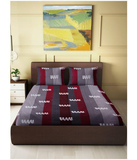 Abhikram - Gray Cotton Double Bedsheet with 2 Pillow Covers - Gray