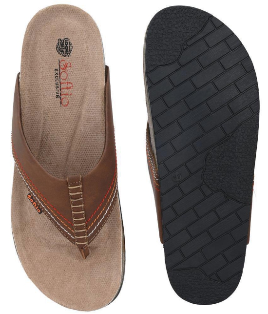 softio - Tan Men's Thong Flip Flop - None