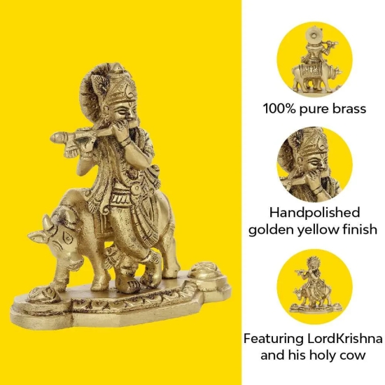 Shri Krishna Kamadhenu Idol | 100% Pure Bras | Antique Finish