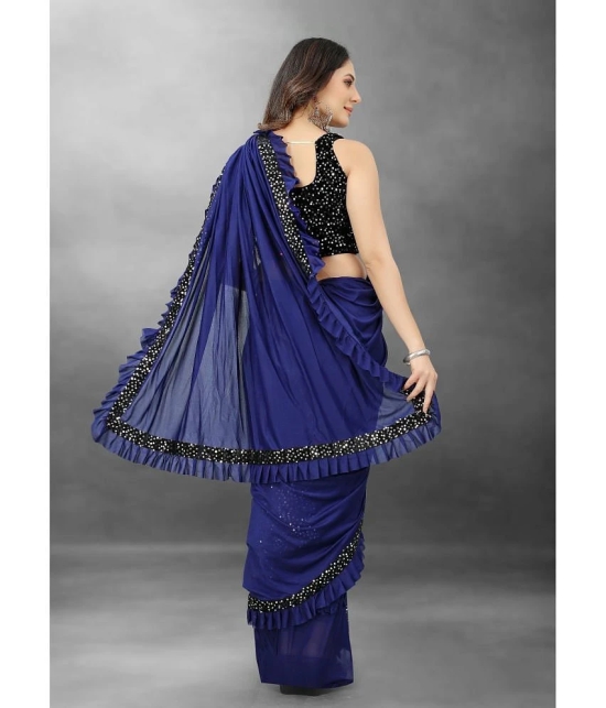 Apnisha - Blue Lycra Saree With Blouse Piece ( Pack of 1 ) - Blue