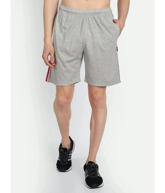 Zeffit - Grey Cotton Blend Mens Shorts ( Pack of 1 ) - None