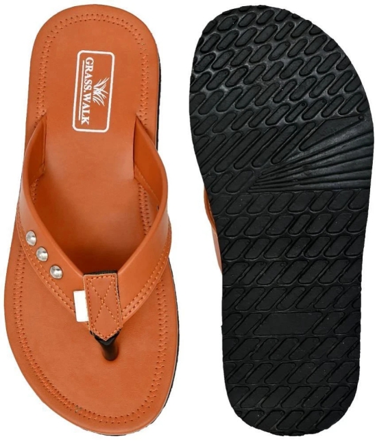 GRASS WALK Tan Mens Thong Flip Flop - None