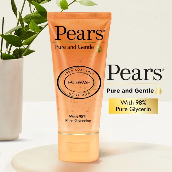 Pears Pure And Gentle Daily Cleansing Facewash, Mild Cleanser With Glycerine, Balances Ph, 100% Soap Free, 60 G