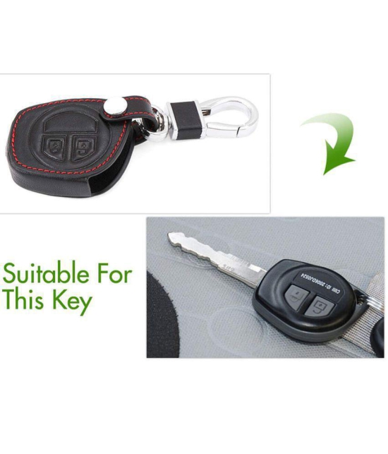 DALUCI Leather Car Key Cover for Maruti Suzuki Key Cover (for Maruti Black & Red)