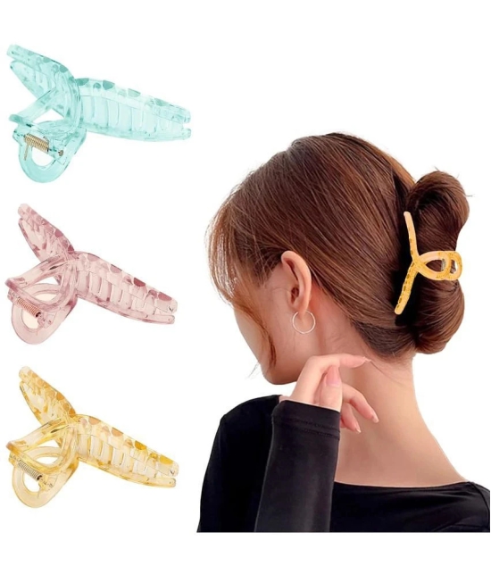 Lykaa Fashionable Korean Stylish Hair Clips,Claw Clutcher For Women & Girl - Pack of 3 Hair Clip - Multi