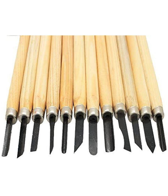 Rangwell 12 pcs Wood Carving Tool Set Whittling Wood Handle Chisel Woodworkers Tool