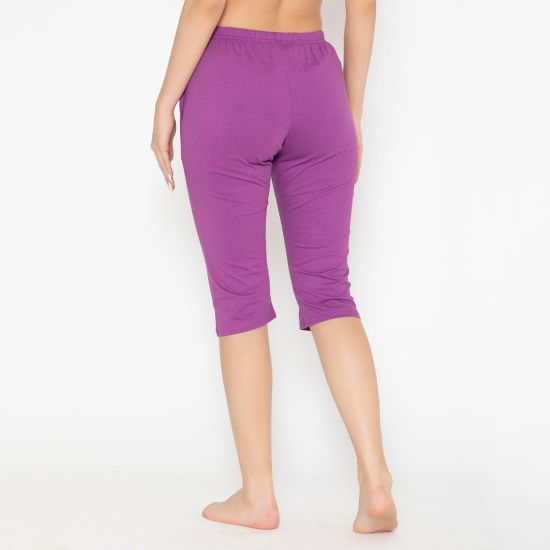 Women's Plain Knitted Capri - Purple Dahila XL