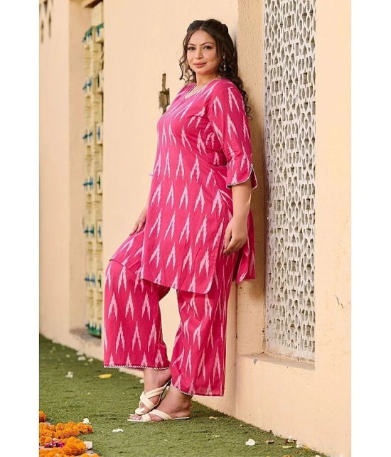 PrettyPlus by Desinoor.com Pink Printed Palazzo Top Set - None