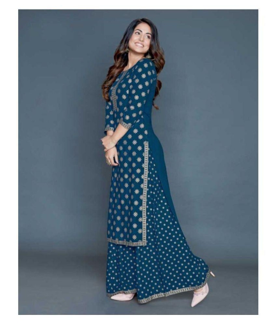 Estela - Blue Straight Rayon Women's Stitched Salwar Suit ( Pack of 1 ) - S