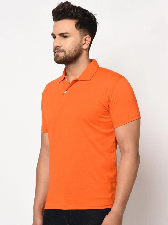 Cotton Blend Solid Half Sleeves Polo T-Shirt-L-40