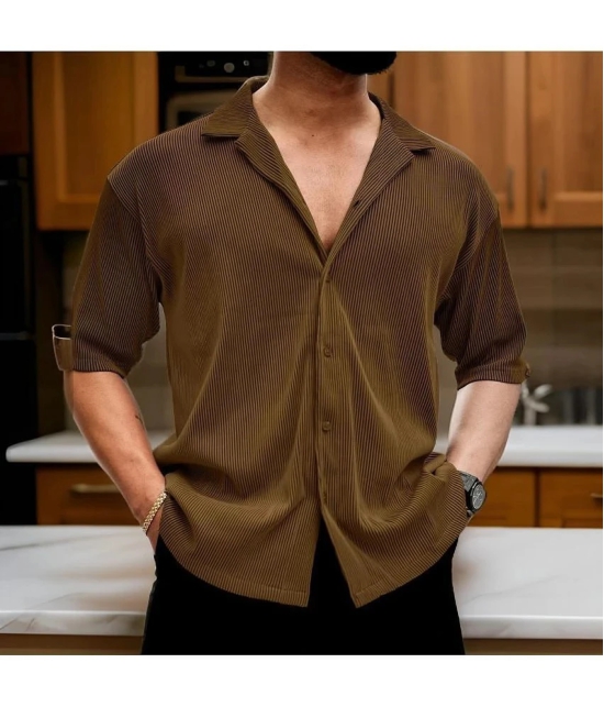 clafoutis Cotton Blend Regular Fit Solids 3/4th Sleeves Mens Casual Shirt - Brown ( Pack of 1 ) - None