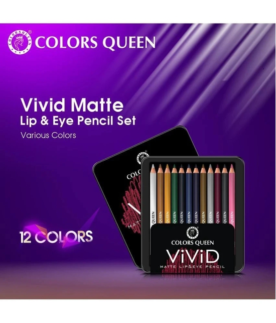 Colors Queen Vivid Matte Packof12 Lip Liner Pencil Multi 12