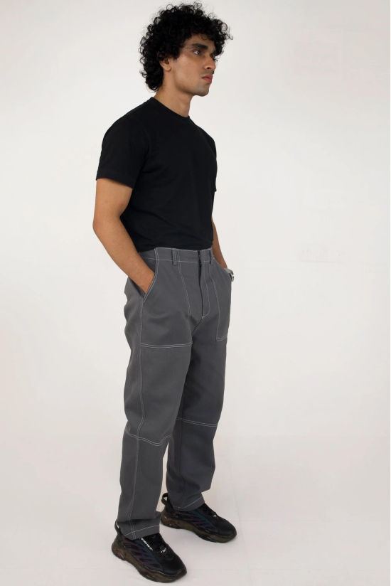 Overstitched twill jeans-Black / L