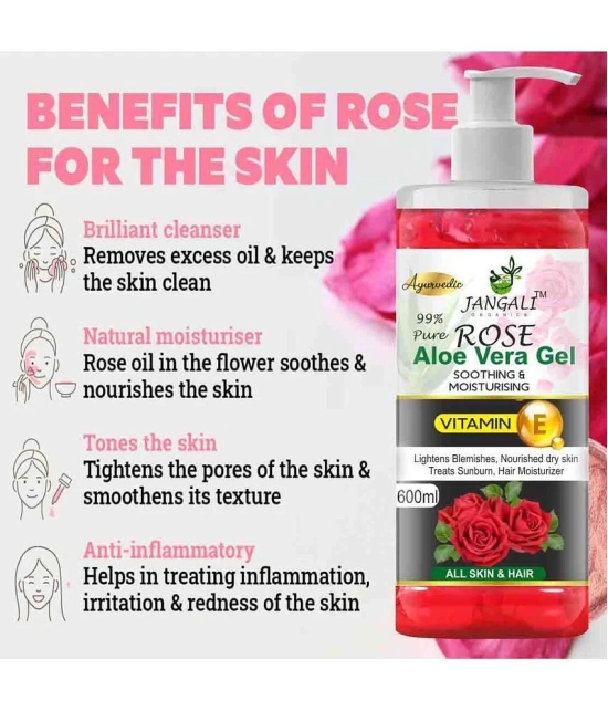 PURE JANGALI ORGANICS 100% PURE Rose Aloe Vera Gel for Beautiful Skin & Hair 1200ML