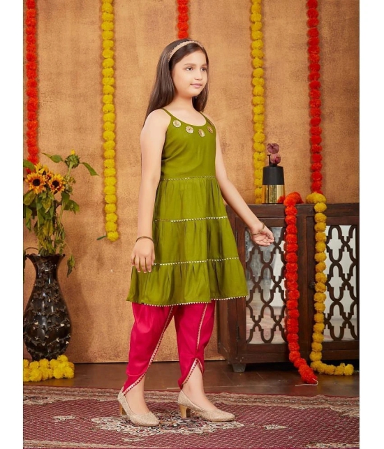 Aarika Olive Rayon Girls Top & Dhoti Set ( Pack of 1 ) - None