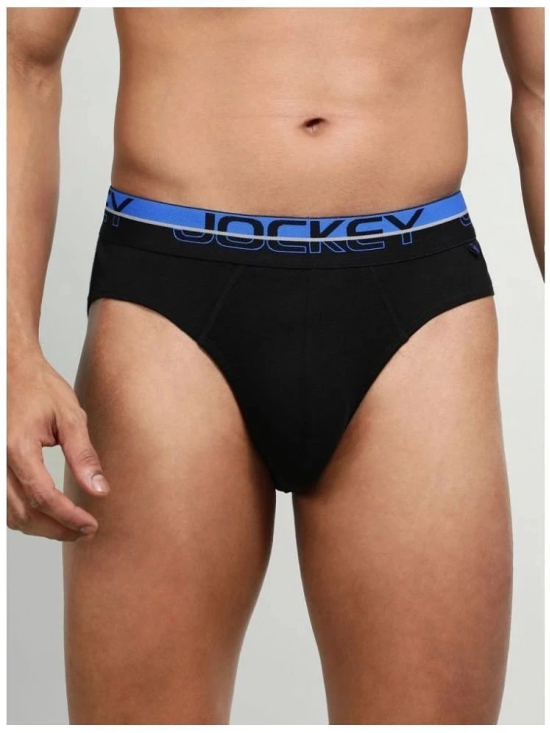 Jockey FP02 Men Super Combed Cotton Rib Solid Brief with Ultrasoft Waistband - Black (Pack of 2) - None