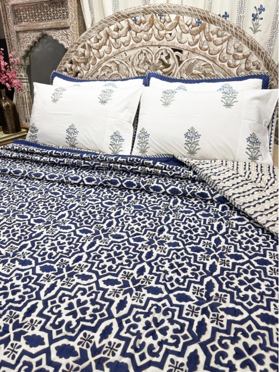 Hand Block Organic Mulmul Cotton Quilt | Nisha Quilt-King