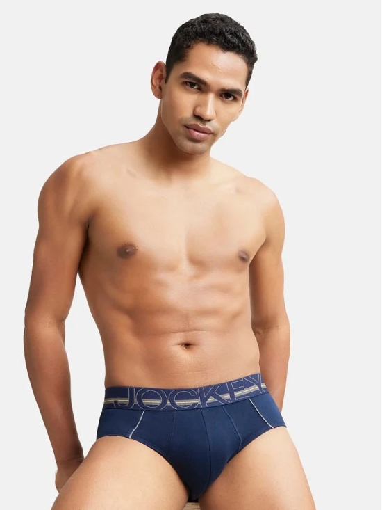 Jockey US14 Men Super Combed Cotton Solid Brief with Ultrasoft Waistband - Navy - None