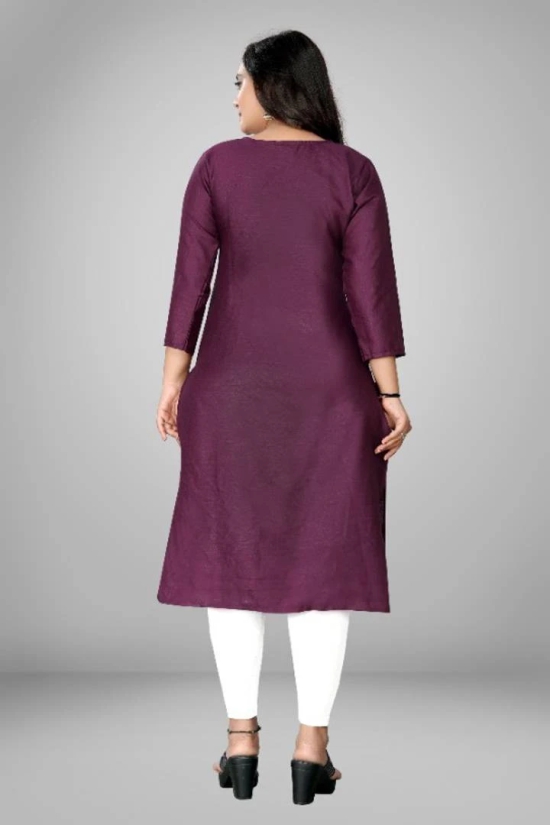 Womens Beautiful Cotton Mirror Work Straight Kurta-L / Purple