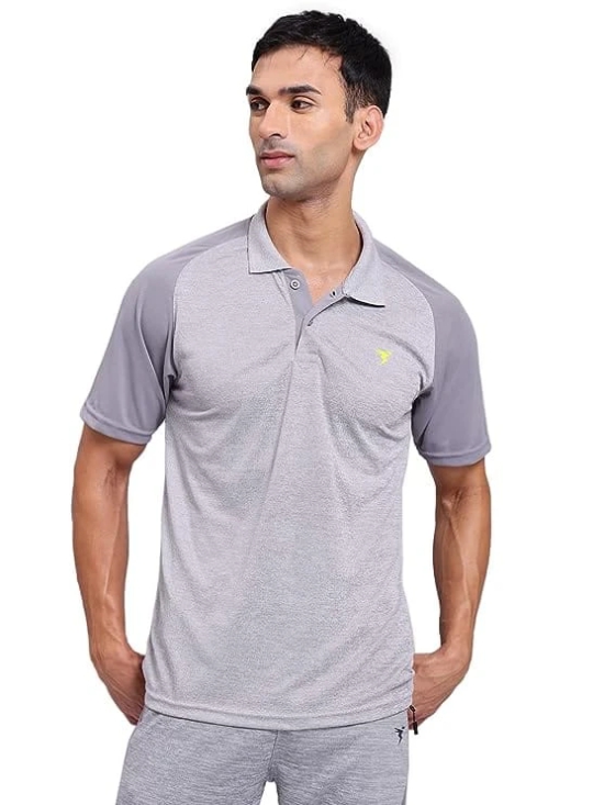 TECHNOSPORT Mens Solid Slim Fit T-Shirt  LIGHT GRAY