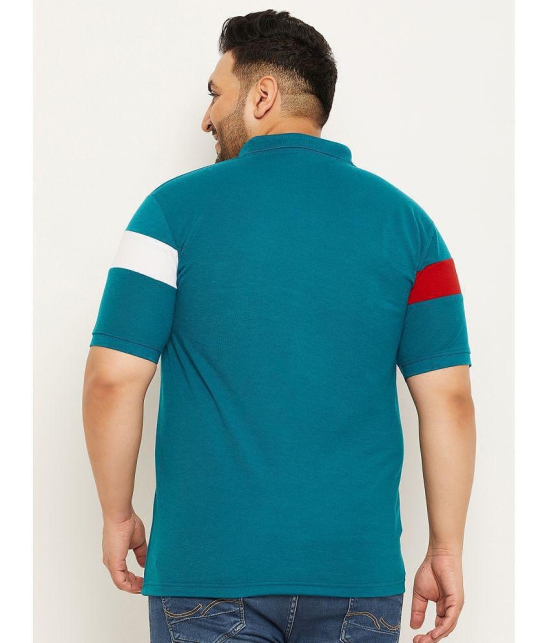 MXN - Teal Blue Cotton Blend Regular Fit Mens Polo T Shirt ( Pack of 1 ) - None