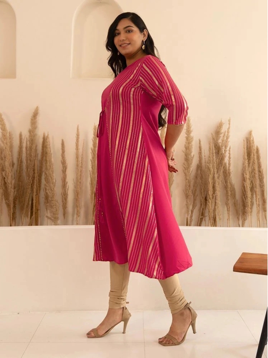 Janasya Crepe Striped A-line Womens Kurti - Pink ( Pack of 1 ) - None