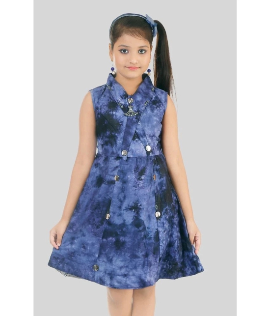 Coxxup Blue Rayon Girls Fit And Flare Dress ( Pack of 1 ) - None