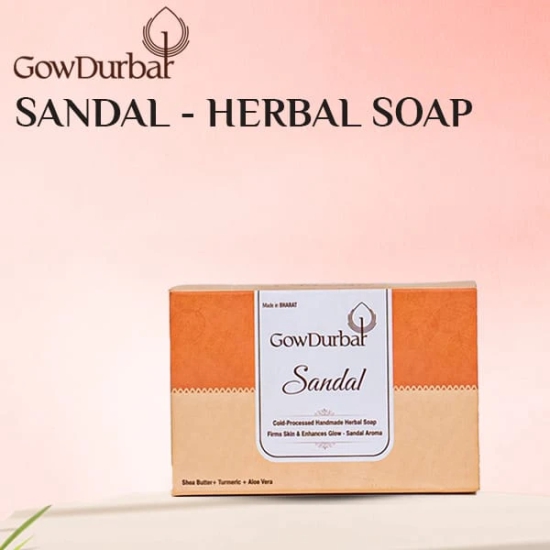 GOW DURBAR Cold Processed Handmade Herbal Soap (SANDAL)(PACK OF 4)