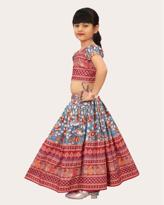 Girls Rayon Silk Fully Stitched Lehenga Choli | Bandhani Print MultiColor Lehenga Choli Set-Maroon / 5 Years-6 Years