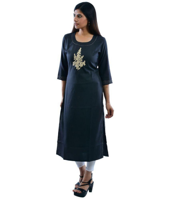 AMIRA'S INDIAN ETHNICWEAR - Black Linen Women's Stitched Salwar Suit ( ) - XL