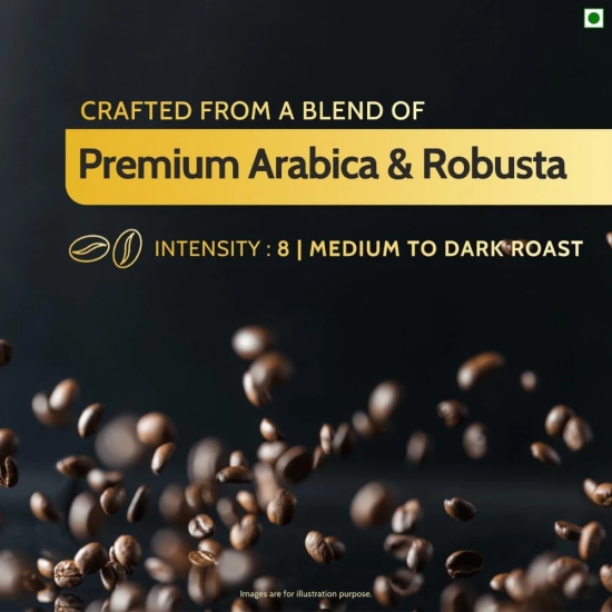 Tata Coffee Gold Coffee Capsules, Intensity- 8 | Tasting notes: Dark Chocolaty & Fruity | Nespresso Compatible Coffee Pods, 10 Aluminium Capsules, 55 g