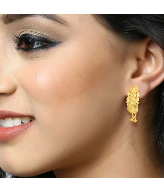 VIVASTRI Golden Stud Earrings ( Pack of 1 ) - Golden